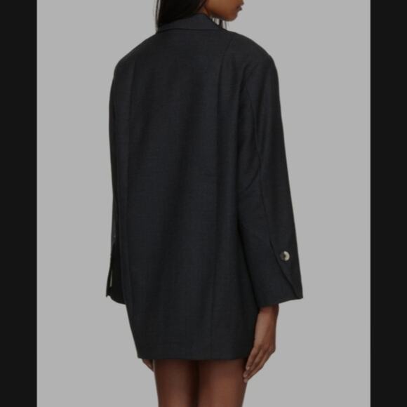 GANNI Oversized Gray Single Breasted Wool Blend Blazer Size Small - Picture 3 of 7